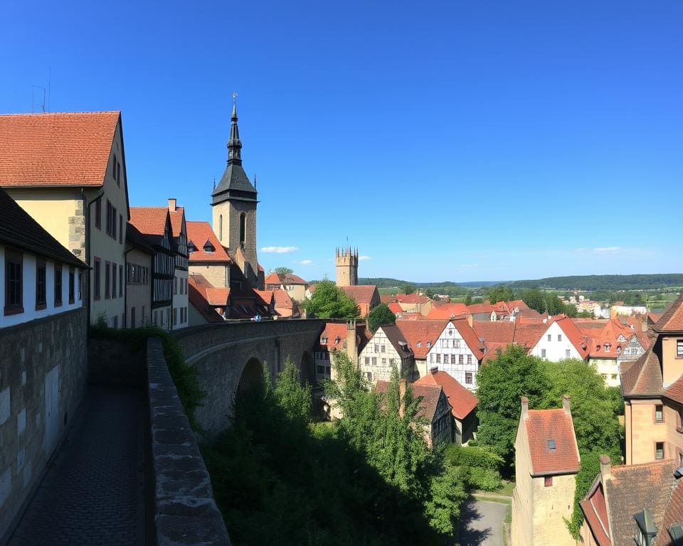 Historische Stadtmauern in Rothenburg, Deutschland