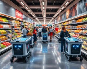 Intelligente Einkaufswagen im Supermarkt