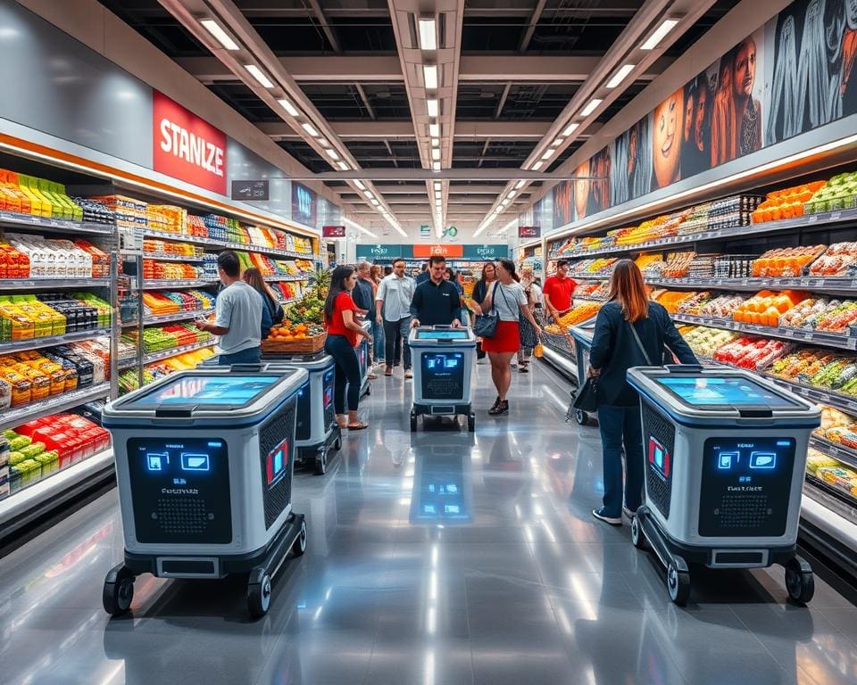 Intelligente Einkaufswagen im Supermarkt