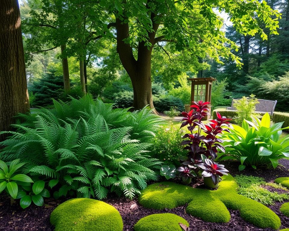 Schattenresistente Pflanzen im schattigen Garten