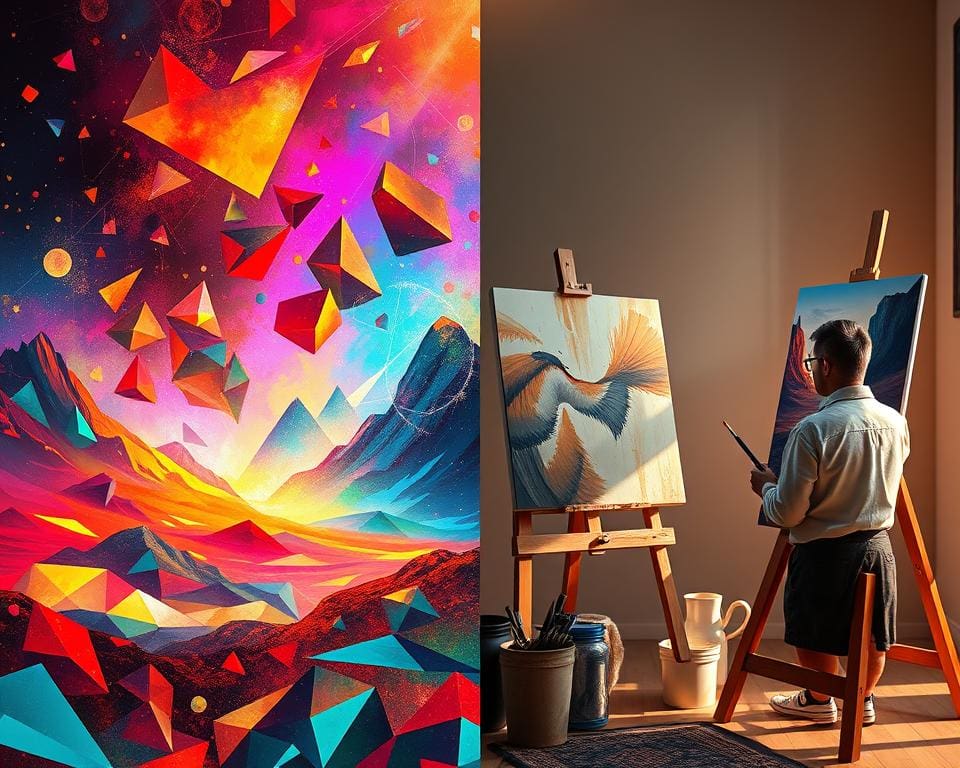 Vergleich digitale und traditionelle Kunst
