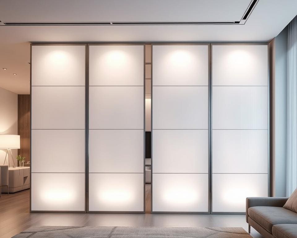 Moderne Raumtrenner mit Beleuchtungsfunktion