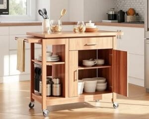 Multifunktionale Küchenwagen mit ausziehbarer Arbeitsplatte
