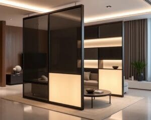 Multifunktionale Raumteiler mit integriertem Beleuchtungssystem