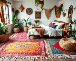 Teppiche im Boho-Design für farbenfrohe Schlafbereiche