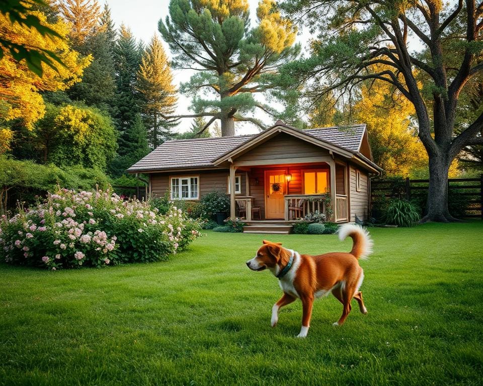Ferienhaus mit Hund und Garten
